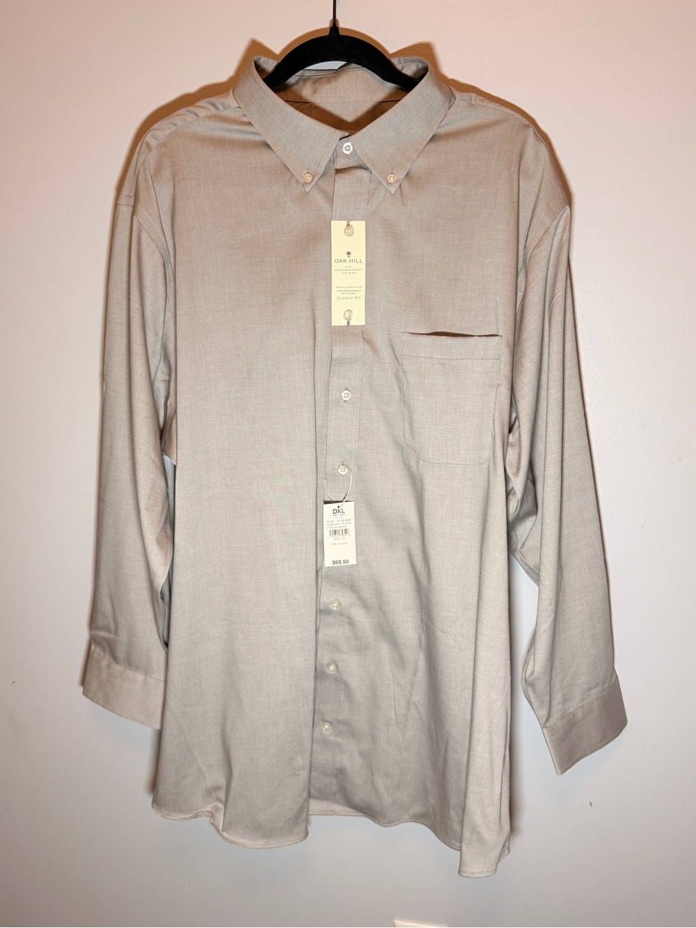 Oak Hill Classic Button-Down Dress Shirt in Light Beige